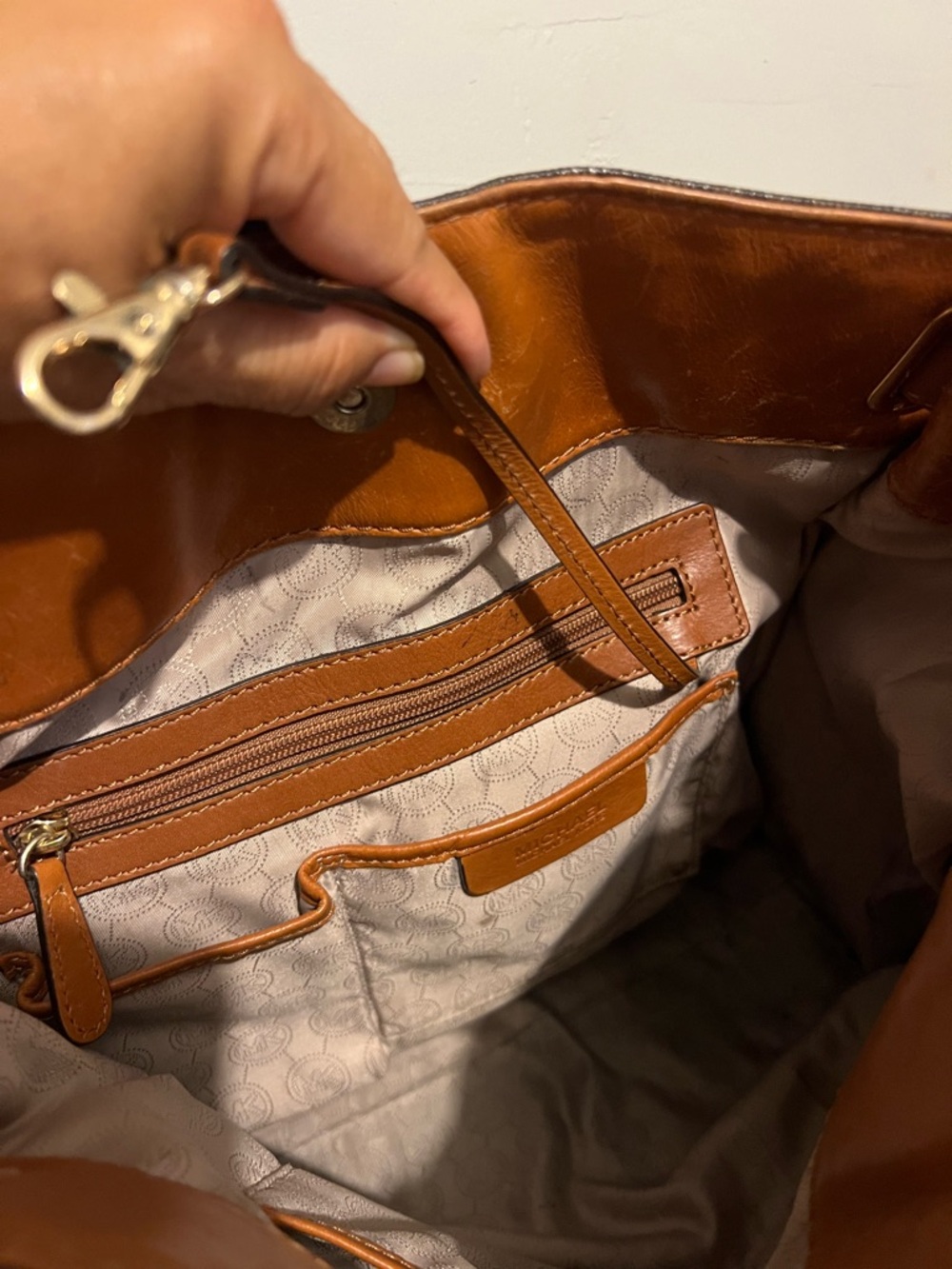 Michael Kors Brown Logo Tote with Tan Leather and Gold Hardware - Picture 13 of 13